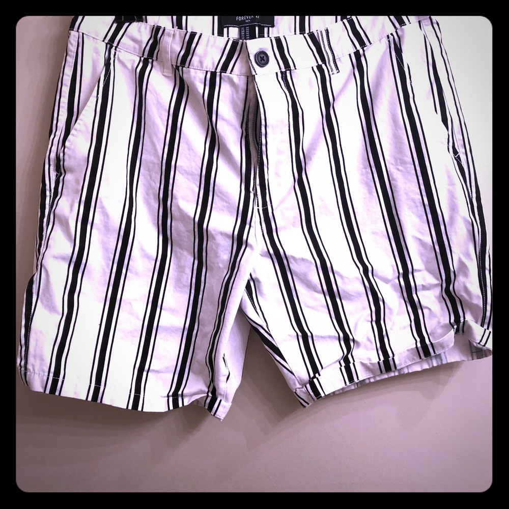 Forever 21 black and white striped shorts